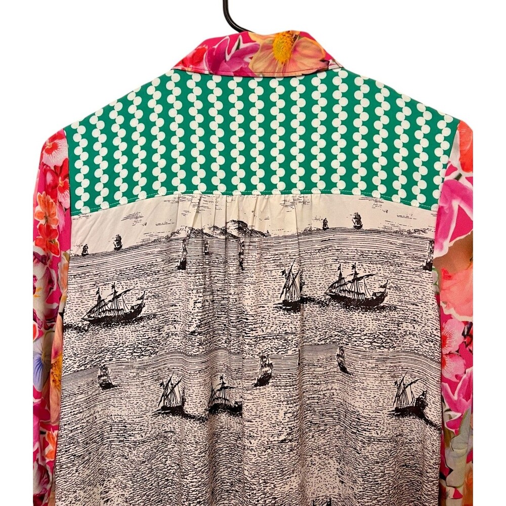 Anthropologie MAEVE The Paz Multi Mixed Print Button Up Shirt Floral Nautical XS - Picture 4 of 11
